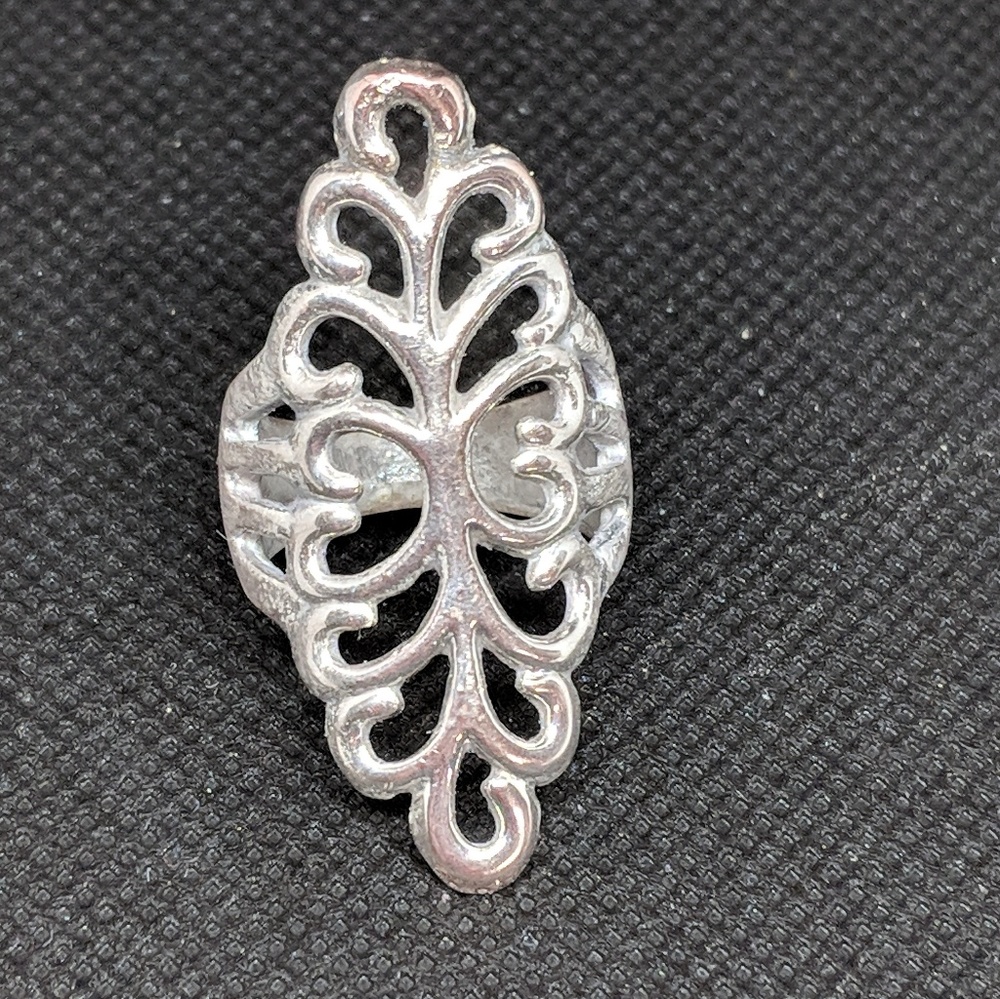 Silver tone Boho Open Work Ring Size 7